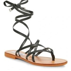 Steve Madden black leather lace up sandals Italy 9
